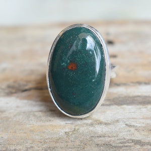 Bloodstone ring, Statement ring, 925 sterling silver, Bloodstone gemstone silver ring, women jewellery gift #B555