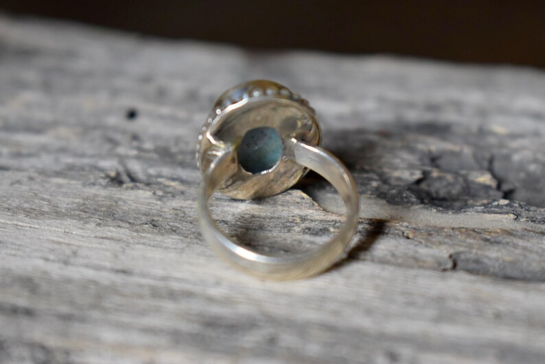US SIZE 6.5 women jewellery gift #B117 925 sterling silver statement ring Larimar gemstone silver ring Larimar ring