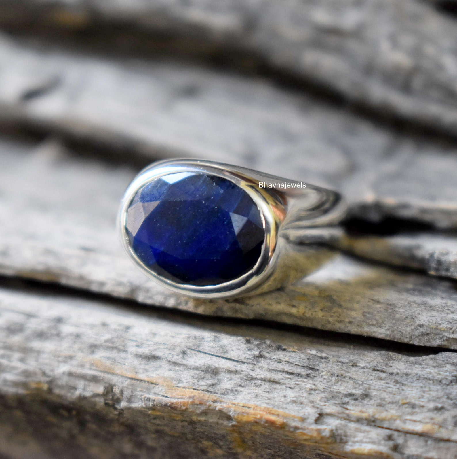 Blue Sapphire Ring Signet Ring 925 Sterling Silver Ring - Etsy