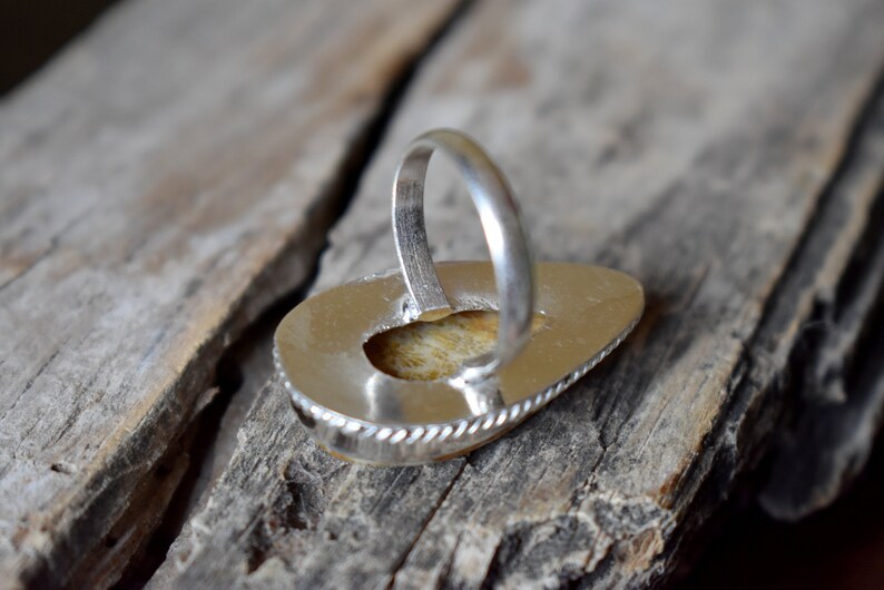 Statement Ring 925 Sterling Silver Ring Gifts for her Birthstone Jewelry Handmade Ring Boho Rings #SC12 Fossil coral gemstone ring