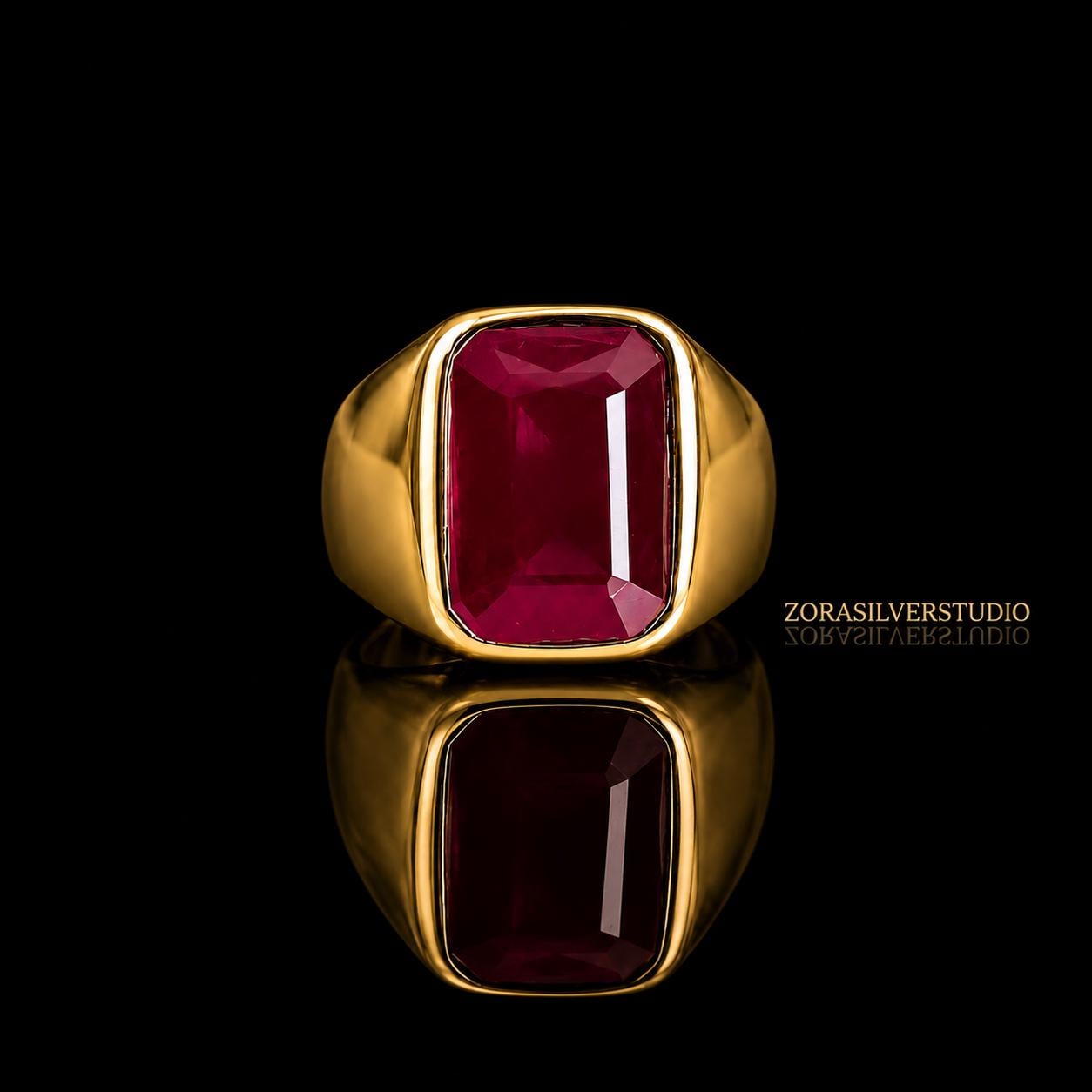 Natural Ruby Signet Ring, 22k Gold Vermeil Over Sterling Silver, July ...