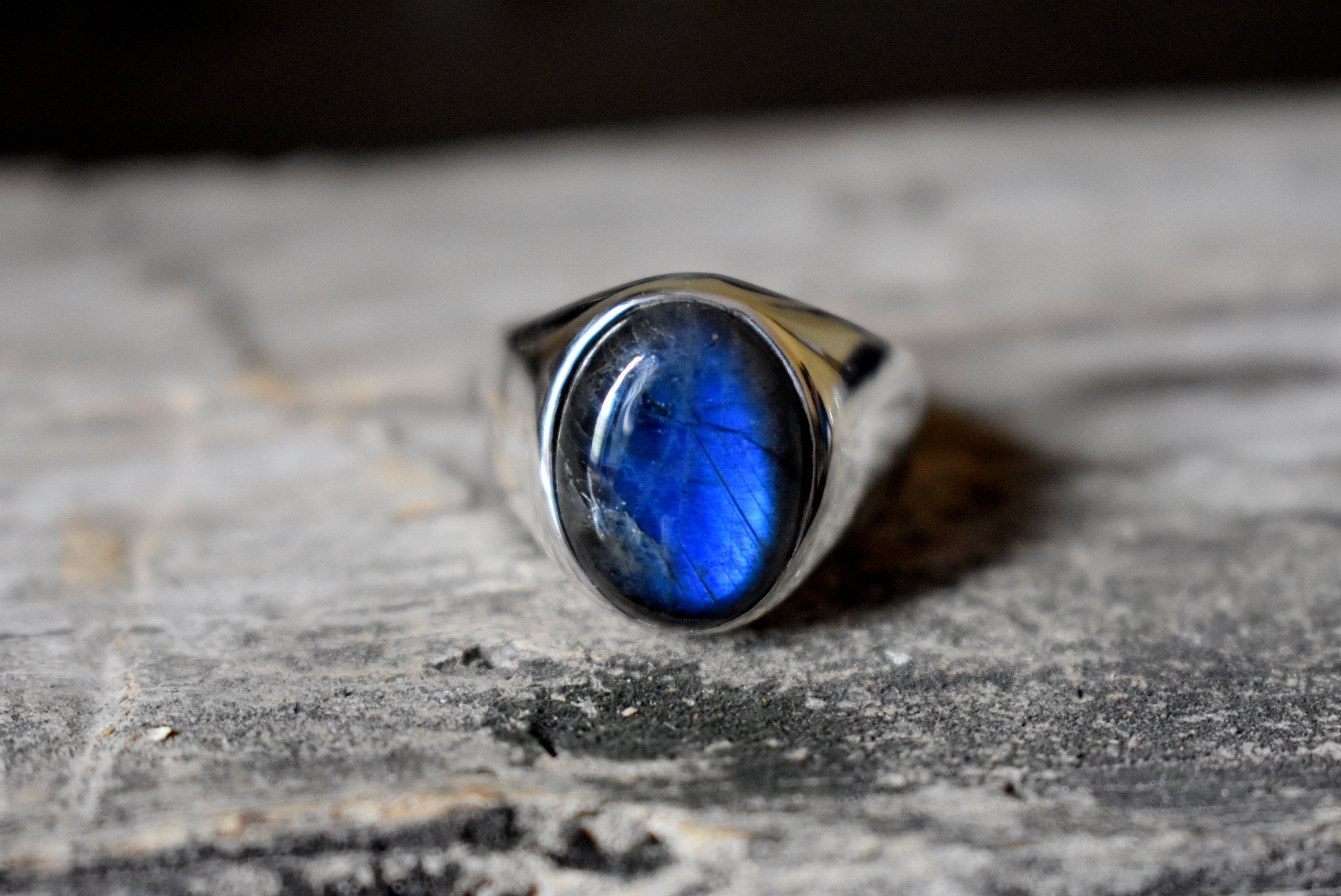 Blue Labradorite Ring Signet Ring 925 Sterling Silver - Etsy