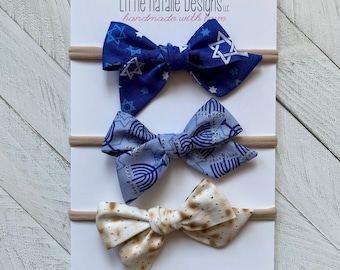 Handmade Jewish Headbands, Hanukkah Matzah Bow Gift Set