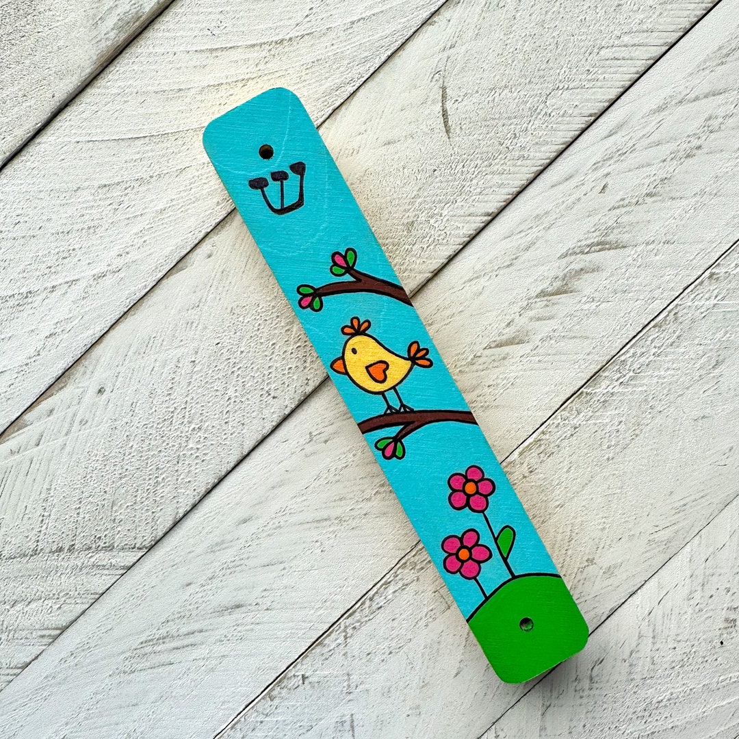Bird Mezuzah, Childrens Mezuzah, Kids Mezuzah, Nursery, Jewish Baby Naming Gift, Jewish Girl