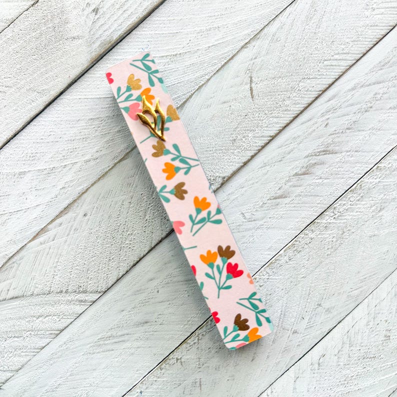 Cute Floral Mezuzah, Gold Flowers, Judaica, Baby Naming Gift, Jewish Home Decor, Jewish gift, Mezuzot, non kosher scroll