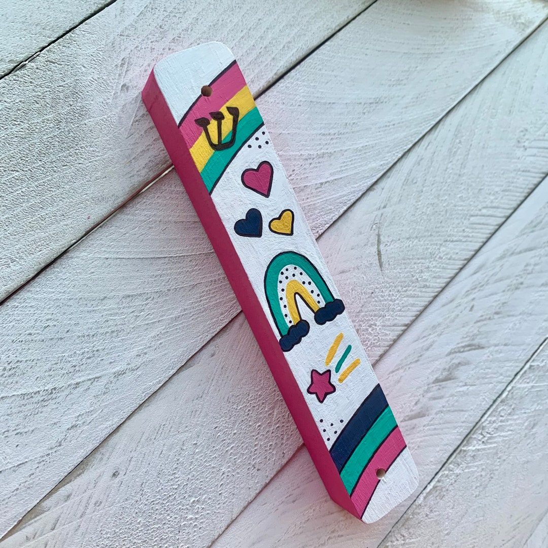 Rainbow Mezuzah, Children's Mezuzah, Kids Mezuzah, Abstract, Girls