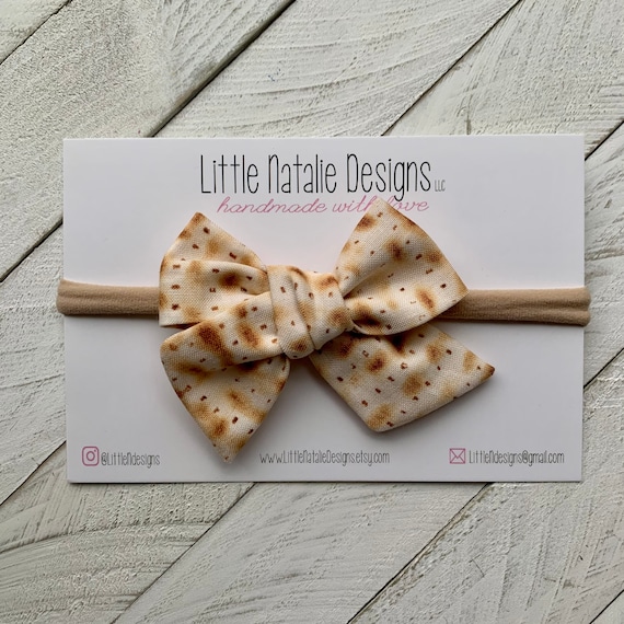 Passover Hair Bow or Headband | Matzah Hair Bow for Girls | Jewish Toddler Hair Clip | Pesach Outfit Accessory