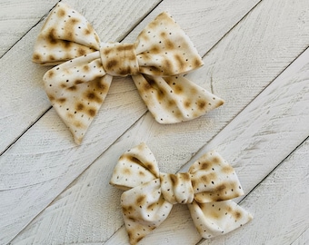 Matzah Fabric Hair Bow: Passover Jewish Gift