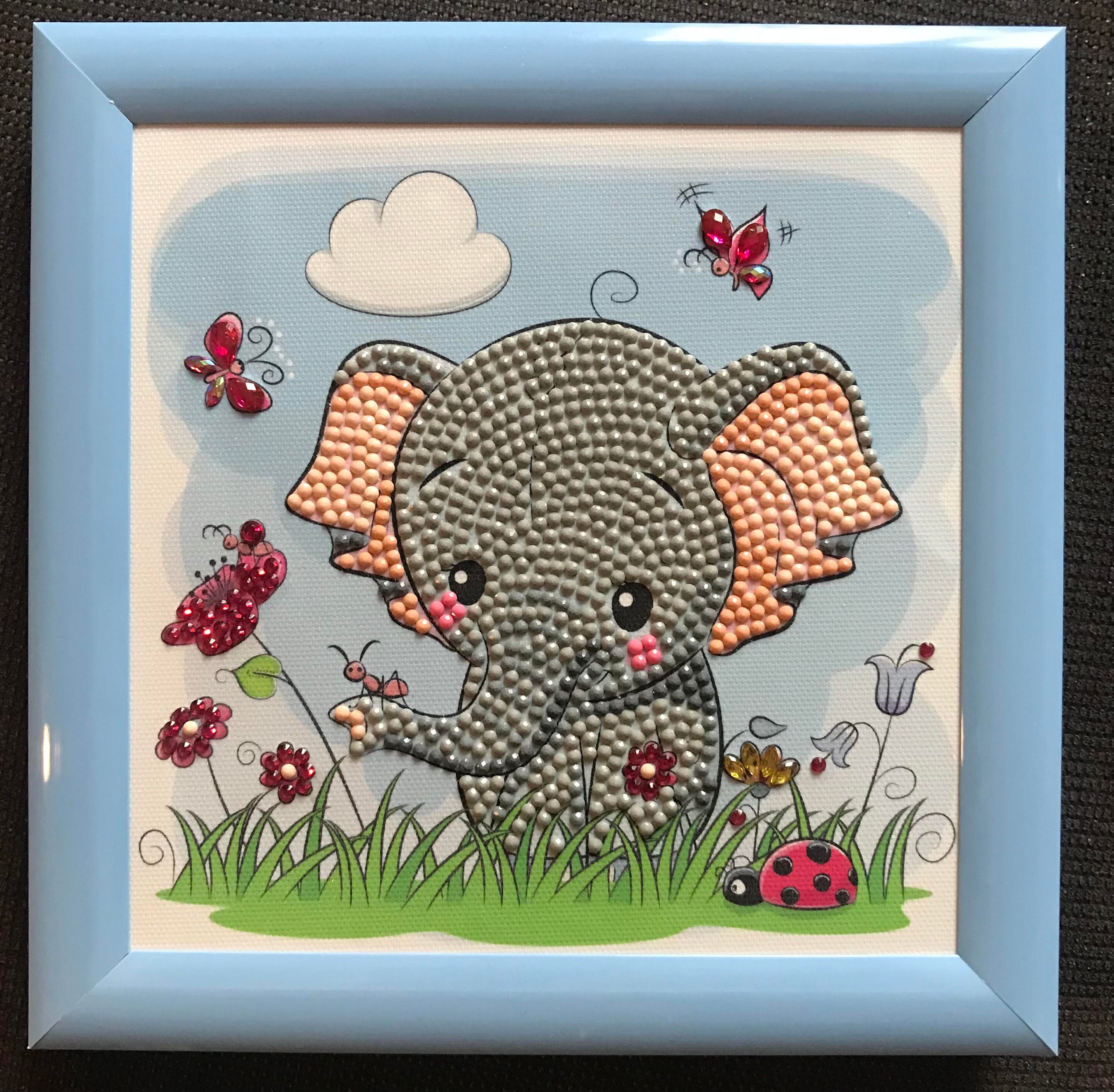 Cadre Éléphant en Broderie Diamant