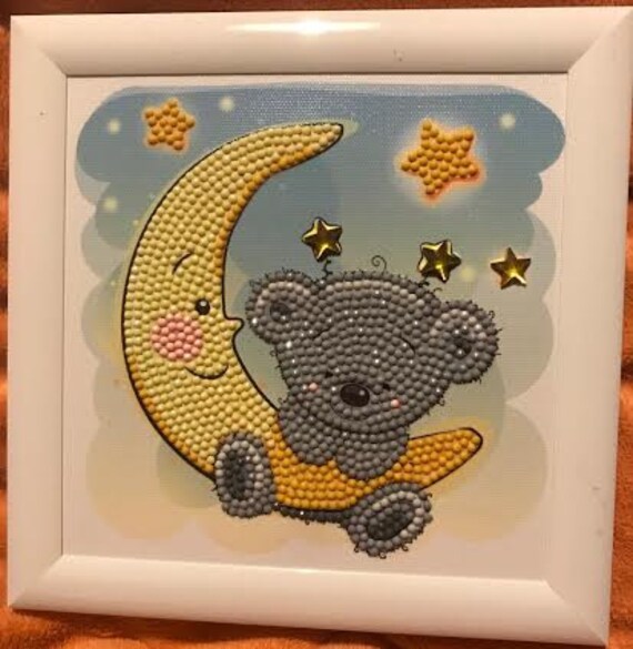 Cadre Teddy On The Moon en Diamond Painting