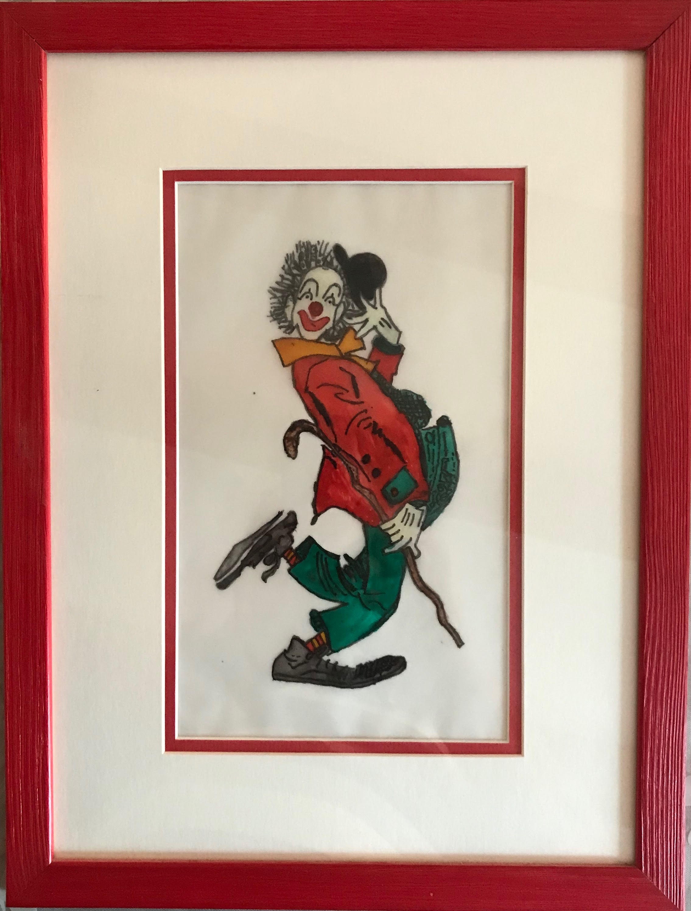 Clown en Peinture Vitrail Encadré