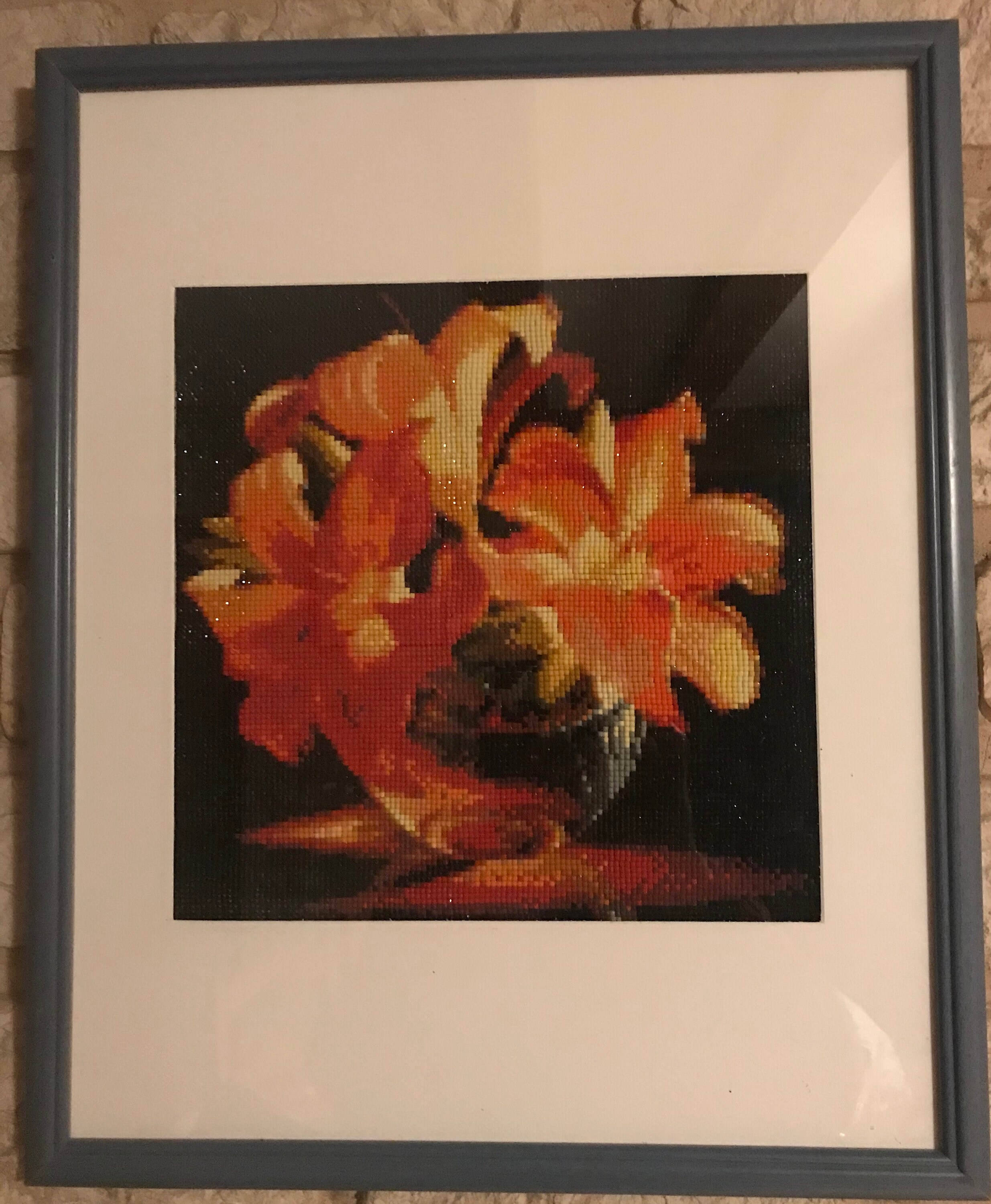 Tableau Représentant Des Lys en Point de Croix Diamant