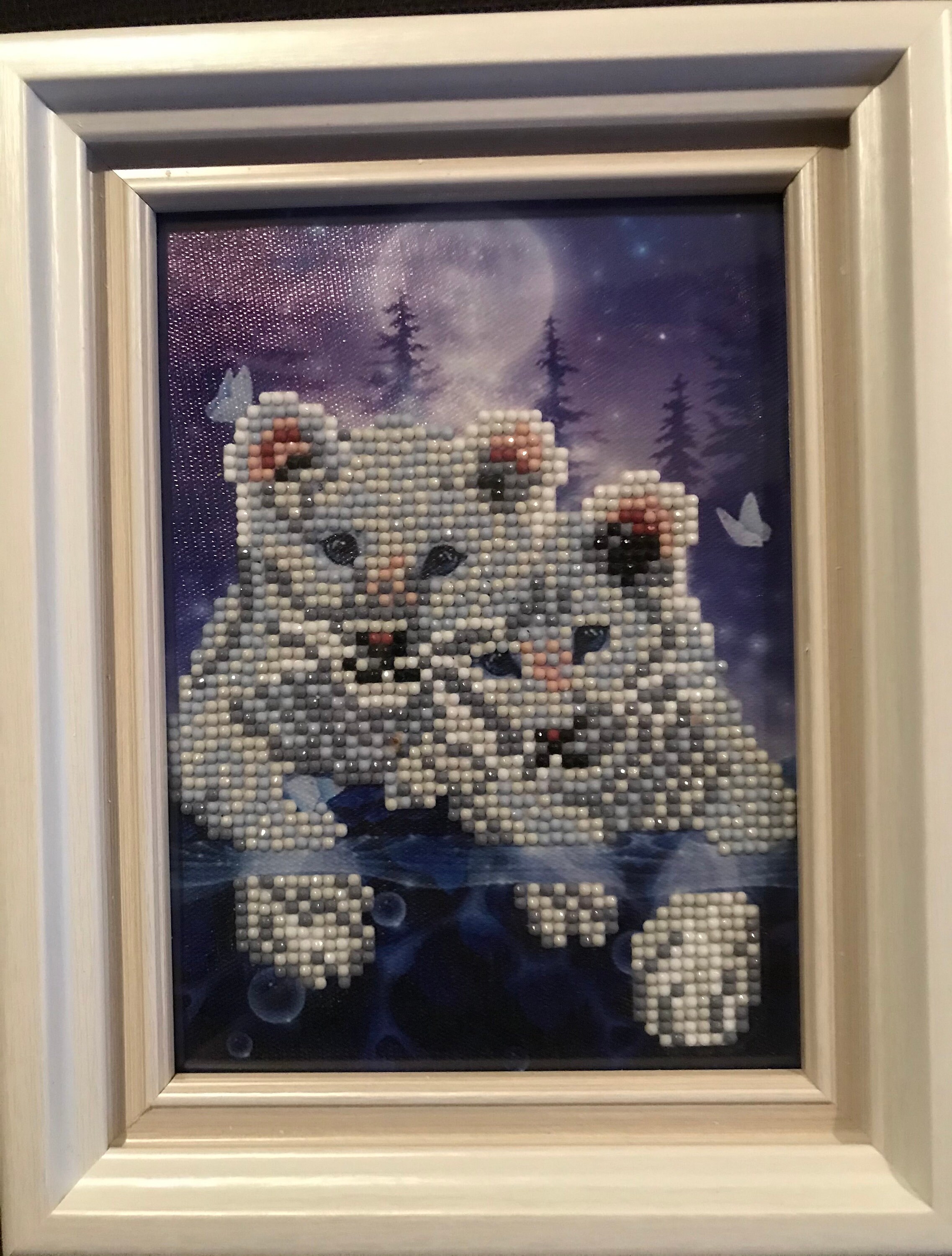 2 Tigreaux en Strass avec Encadrement Bois