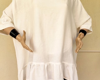 Oversized 100% Linen Tunic Top Boho Blouse Dress