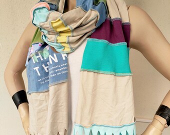 Bohemian pachwork colorful  cotton scarf Unique Design Ethnic Scarf Woman Gift