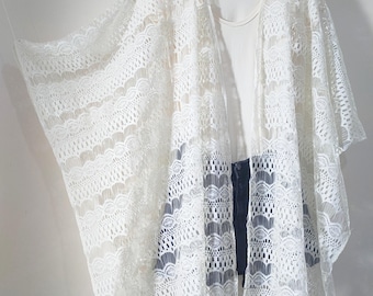 Lace Chiffon Kimono Cardigan - Boho Beach Cover Up