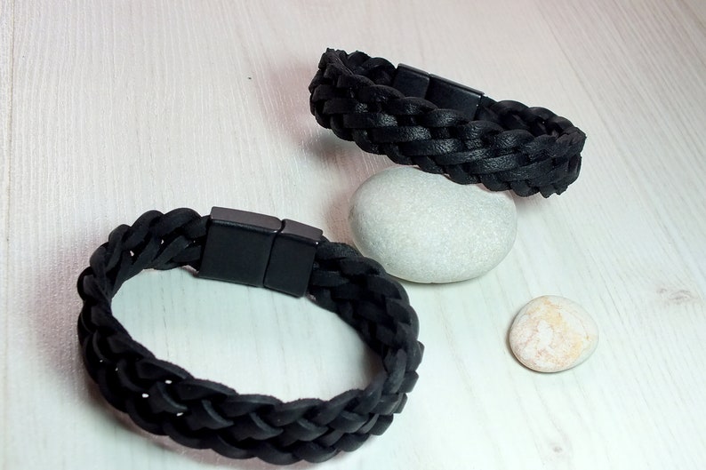 Braided Leather Bracelet Cuff Bracelet Bracelet men/' Bracelet with Magnetic Clasp Christmas gift Bracelet For Him