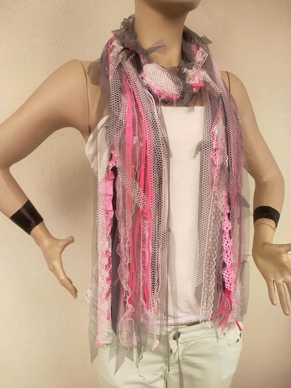 Handmade Fabric Scarf Necklace Tribal Style