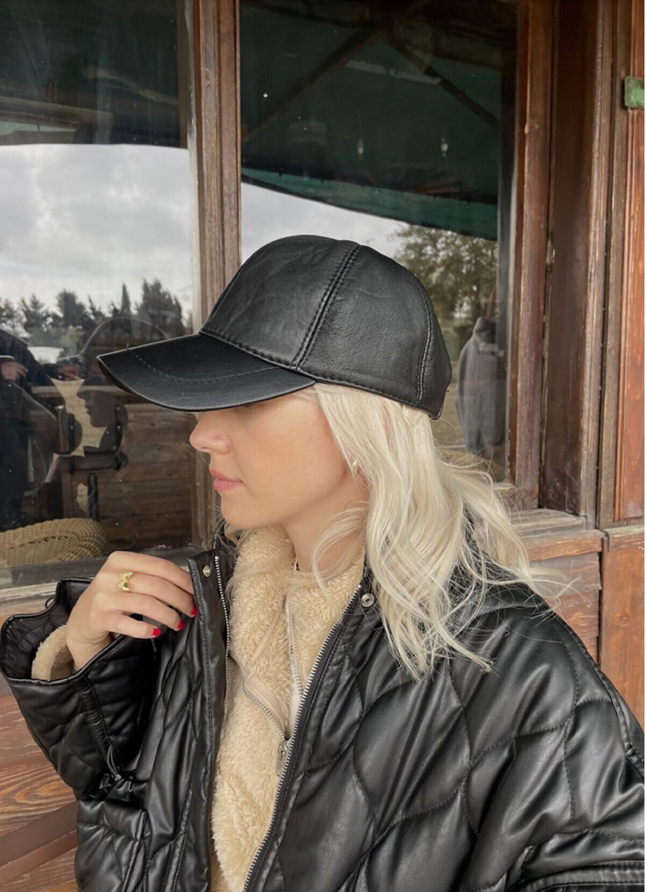 leather baseball hat