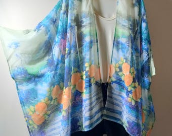 Floral Chiffon Boho Kimono Cardigan - Beach Cover Up
