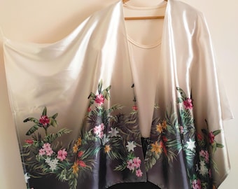 Rayon Kimono Cardigan Beach Cover Up with Tassels