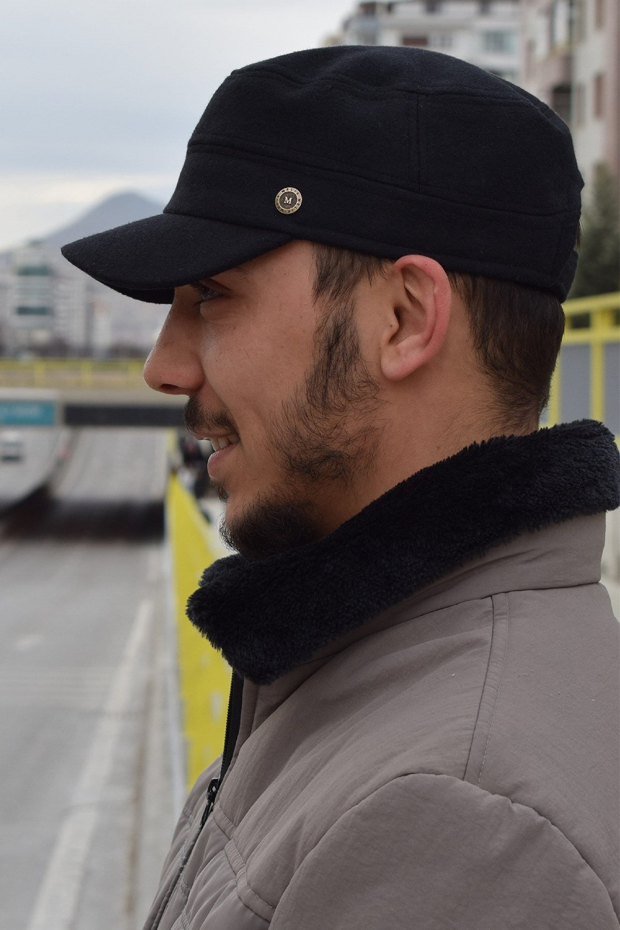 Black Fleece Lined Castro Cap Wool Winter Hat - Etsy