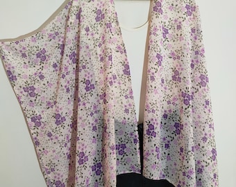 Floral Chiffon Boho Kimono Cardigan - Lightweight Beach Cover Up