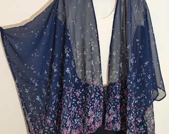 Floral Chiffon Boho Kimono Cardigan, Beach Cover Up