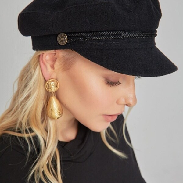 Women's Cap Hat Black Cap Women Newsboy Cap, Cabbie Hat,