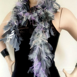 Die Frayed Jeans Denim Necklace Scruffy Torn Jeans Fabric Jewelry Textile Denim Scarves Reused Recycled Jeans scarf