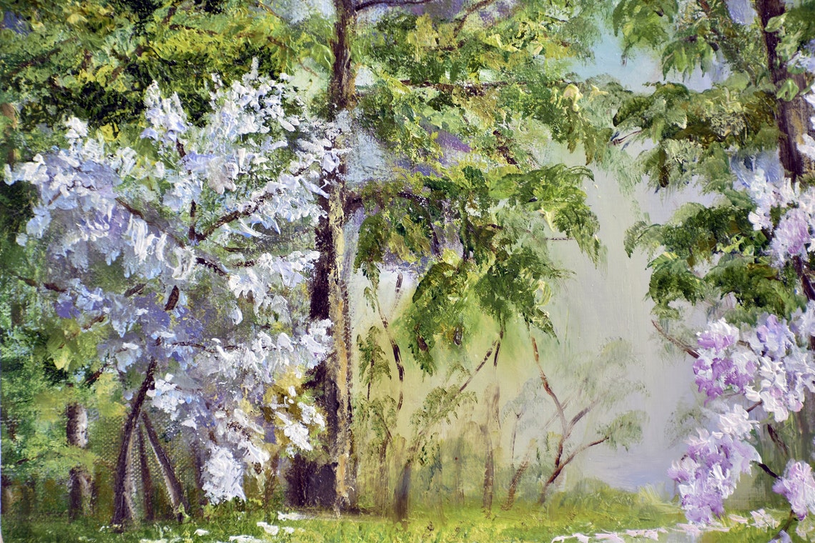 Spring Painting Cherry Blossom Tree Art Blooming Tree Original - Etsy