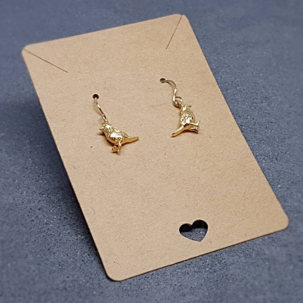 Bird Earrings, Hypoallergenic Ear Wires, Gold Bird Earrings, Gold Earrings, Brass Bird Earrings
