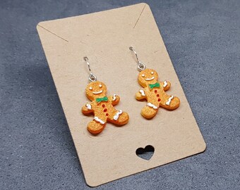 Lebkuchen Männer Ohrringe, hypoallergene Ohrdrähte, Weihnachtsohrringe, festliche Ohrringe