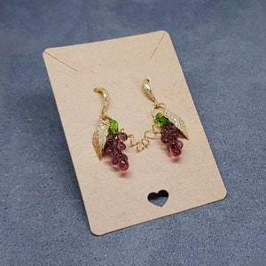 Glass Grape Earrings, Hypoallergenic Ear Wires, Purple Earrings, Glass Jewelry, Berry Earrings, Fruit Earrings, Wine gifts