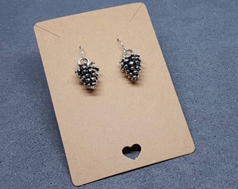 Silver Pinecone Earrings, Hypoallergenic Ear Wires