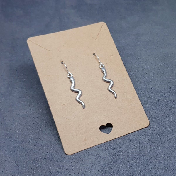 Snake Earrings, Hypoallergenic Ear Wires, Stainless Steel Snake Earrings, Silver Earrings