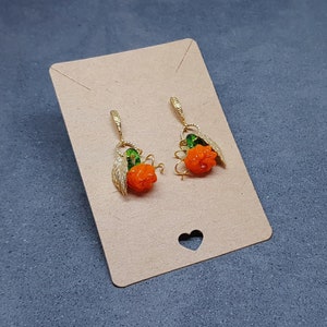 Glass Pumpkin Earrings, Hypoallergenic Ear Wires, Orange Earrings, Glass Jewelry, Autumn Earrings, Fall Halloween, Thanksgiving