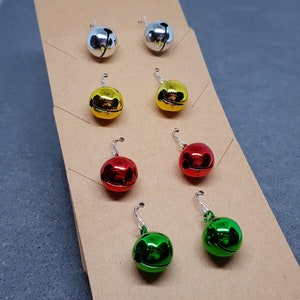 Jingling Jingle Bell Earrings, Hypoallergenic Ear Wires, Sterling Silver Ear Wires, Christmas Earrings, Festive Earrings