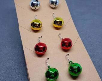 Jingling Jingle Bell Earrings, Hypoallergenic Ear Wires, Sterling Silver Ear Wires, Christmas Earrings, Festive Earrings