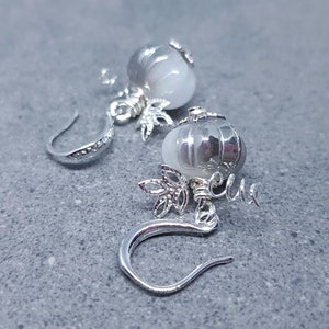 Glass Pumpkin Earrings, Hypoallergenic Ear Wires, White Earrings, Glass Jewelry, Autumn Earrings, Fall Halloween, Thanksgiving
