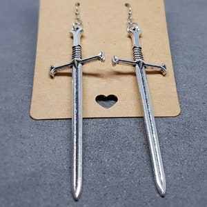 Dagger Earrings, Hypoallergenic Ear Wires, Sword Earrings, Cosplay Jewellery, Gothic Jewellery, Come as a Pair zdjęcie 4