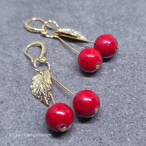 Glass Cherry Earrings, Berry Earrings, Hypoallergenic Ear Wires, Glass Jewelry, Fruit Earrings image 7