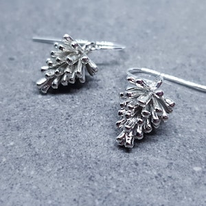 Orecchini a forma di pigna in argento, gioielli autunnali, regali autunnali, placcati in vero platino, scelta di fili per orecchini