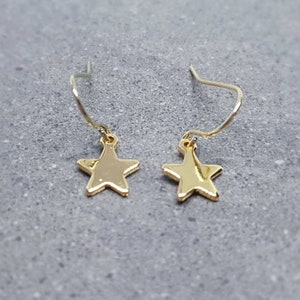 Star Earrings, Hypoallergenic Ear Wires, Gold Stainless Steel Earrings