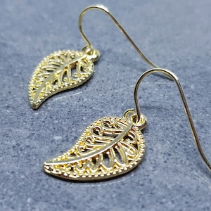 Leaf Earrings, Hypoallergenic Ear Wires, Gold Leaf Earrings, Tree Earrings, Leaf Earrings, Sterling Silver Ear Wires, Gift for her