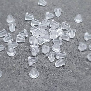 100, 500 or 1,000 BULK Clear Silicone Rubber Earring Backs