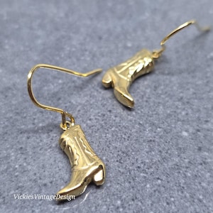 Cowboy Boot Earrings with a choice of Ear Wires, 14k Gold Plated