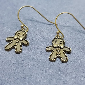 Gingerbread Men Earrings, Hypoallergenic Ear Wires, Christmas Earrings, Festive Earrings, Vintage Jewelry