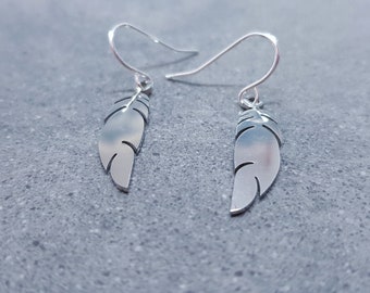 Feather Earrings, Hypoallergenic Ear Wires, Silver Feather Earrings, Stainless Steel Jewellery, Stainless Steel Feather Earrings