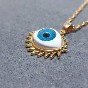 All Seeing Eye Necklace, Evil Eye Necklace, 18k Gold Plated, Gold Jewellery, Protection Necklace